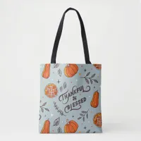 Thanksgiving Thankful and Blessed Tote Bag