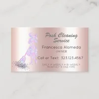 Posh Cleaning Service Pink Metallic & Iridescent Business Card