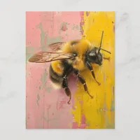 Bee on Pink and Yellow Postcard