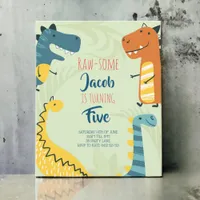 Budget, Raw-some Cute Dinosaur Birthday Invitation