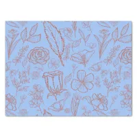 Simple Pink Floral on Blue | Tissue Paper