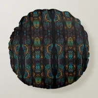 Mystic Forest Mosaic Blue & Black pattern Cushion