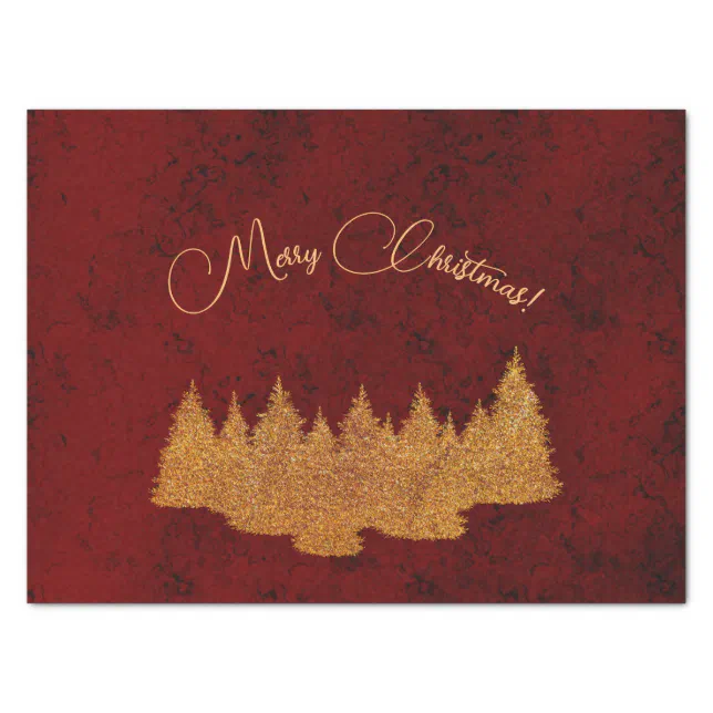 Merry Christmas - minimalist - golden fir trees Tissue Paper
