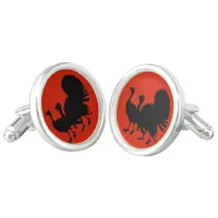 Silhouette of Turkeys Cufflinks