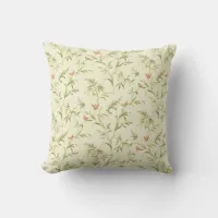 Delicate Greenery Cream n Blush Botanical Pattern Throw Pillow