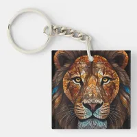 Lions head with mosaic stained glass effect keychain