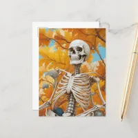 Skeleton in Autumn Postcard