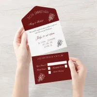 Flourished 50th anniversary -  Burgundy and White All In One Invitation