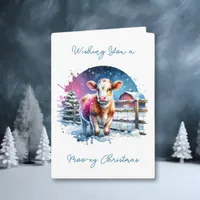 Cute Festive Cow Card Personalized Christmas