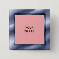 Slate Blue Ombre Faux Photo Frame Pinback Button