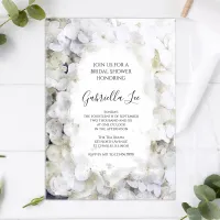 White Hydrangea Flowers Watercolor Bridal Shower  Invitation