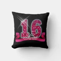 Sweet Sixteen Sparkle Pink ID117 Throw Pillow