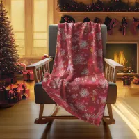 Prettiest Snowflakes Pattern Red ID846 Fleece Blanket