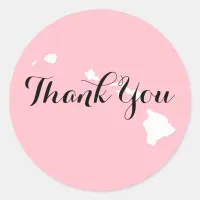 Pink White and Black Hawaii Wedding Thank You Classic Round Sticker