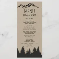 Rustic Woodsy Mountain Dinner Menu Card
