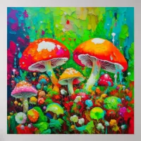 Watercolor Abstract Mushrooms  Poster