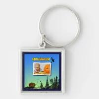 Halloween Dusk with Witch Add Photo Frame Keychain