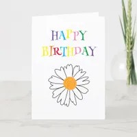 Minimalist Modern Flower Happy Birthday Card