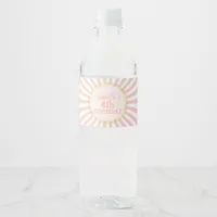 Pink White Striped Gold Glitter Confetti Birthday Water Bottle Label