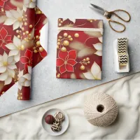 Red White Christmas Floral Pattern#17 ID1009 Wrapping Paper