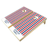 American Flag Custom Name Red White Blue Cornhole Set