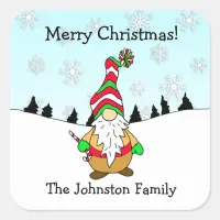 Christmas Gnome Personalized Holiday Square Sticker