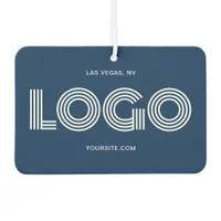 Navy and White Modern Rectangular Logo and Photo Air Freshener