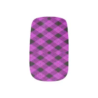 Gingham Checkered Purple and Black Minx Nail Wraps