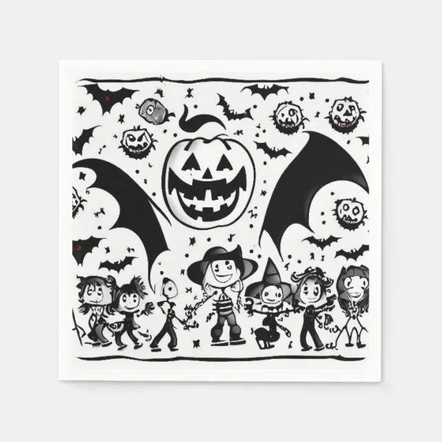 Halloween party in black and white napkins