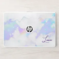 Holo Marble Glam Handwritten Signature Script HP Laptop Skin