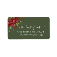 Elegant Holiday Poinsettia Holly Address Label