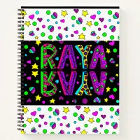 Whimsical Folk Art Girl's Name Raya  Notebook