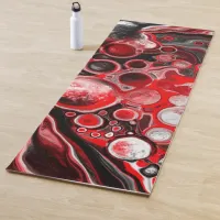 Red, Black and White Marble Fluid Art Yoga Mat