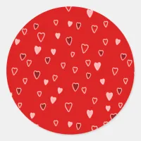 Tiny Hearts on Red Classic Round Sticker