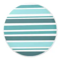 Teal and Turquoise Stripes Ceramic Knob