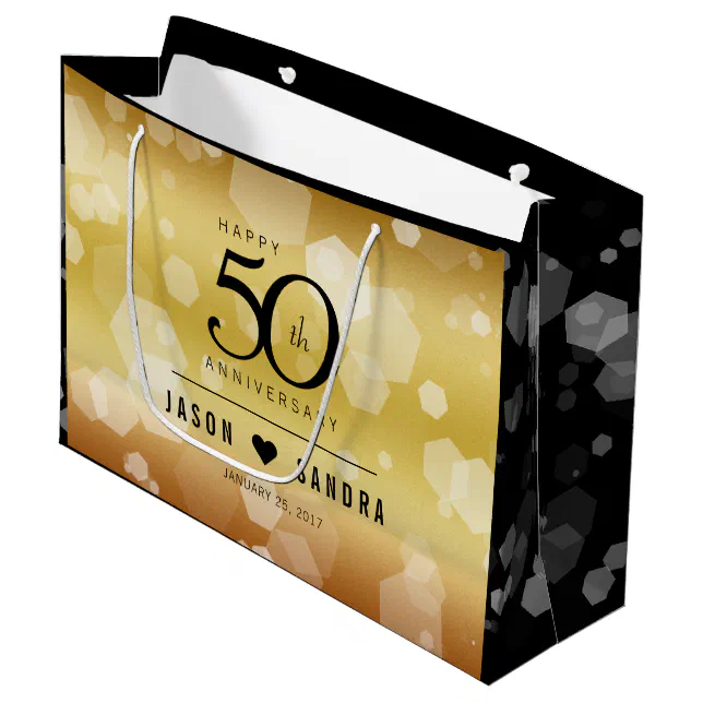 Elegant 50th Golden Wedding Anniversary Large Gift Bag