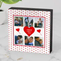 Photo Personalized Collage Family Red Valentine Wooden Box Sign