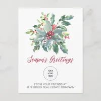 Rustic Holly Elegant Christmas Holidays Holiday Postcard