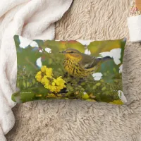 Cape May Warbler Songbird in Flowering Mahonia Lumbar Pillow