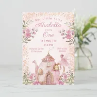 Fairy Tea Party Blush Pink Flowers Girl Birthday Invitation