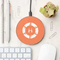 Futuristic SciFi Circle With Custom Monogram Coral Wireless Charger