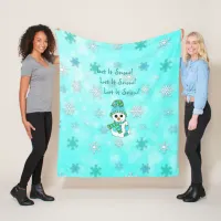 Let It Snow Teal Snowflakes and Snowman Christmas Fleece Blanket