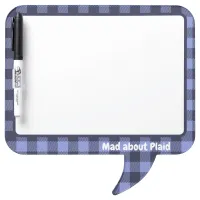 Buffalo Plaid Blue & Black Monogram Simple | Dry Erase Board