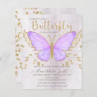 Budget Purple Butterfly Baby Shower Invitation