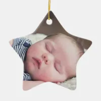 My First Christmas Baby Photo, Name and Year Ceramic Ornament