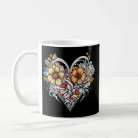 Personalized Floral Heart with Sentimental Message Coffee Mug