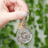 Elegant Sunflowers Monogram G: Vines & Soft Pastel Keychain