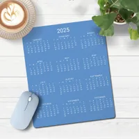 2025 Modern Minimalist Cornflower Blue Calendar Mouse Pad