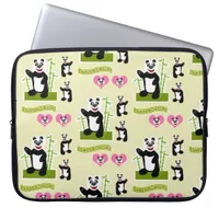 Cute Fun Happy Panda Bear Cartoon Pattern Laptop Sleeve