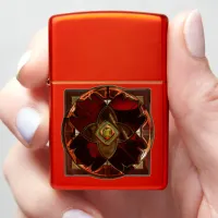 Autumn Elegance: The Floral Medallion Zippo Lighter